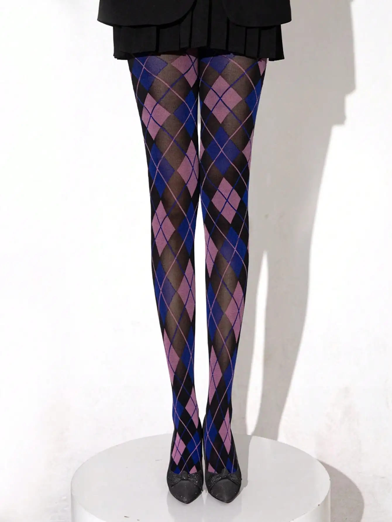 

Women's Argyle Diamond Plaid Tights - Retro Fashion Sheer Stockings for Casual & Party Wear