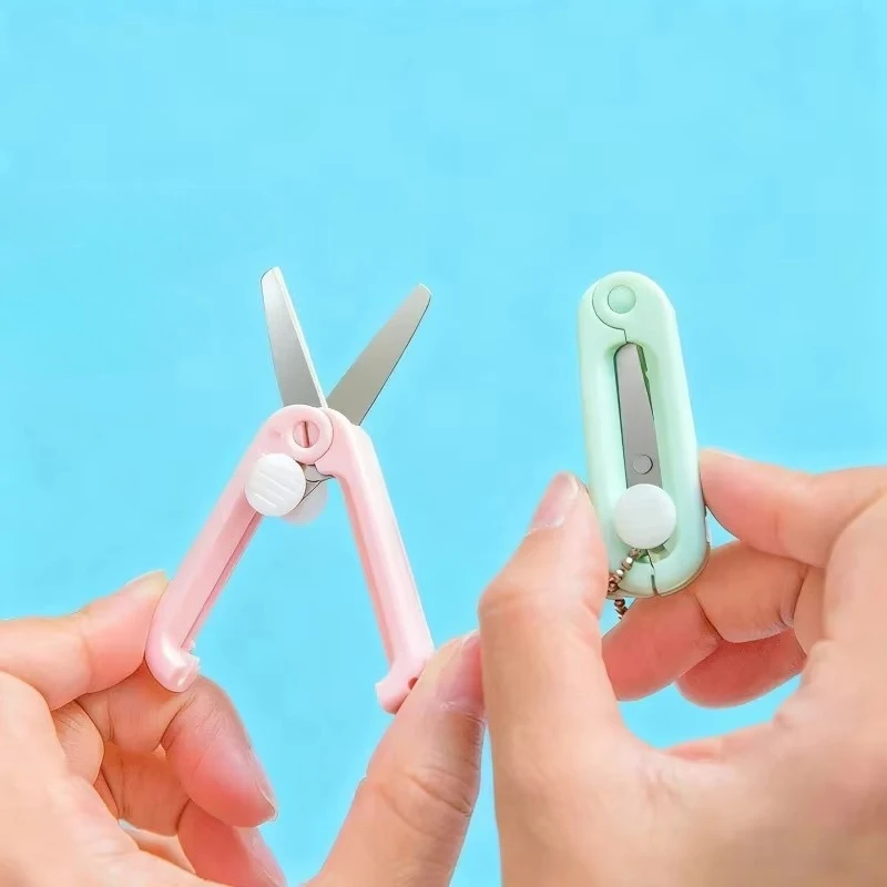 Morandi Portable Mini Scissors Retractable Folding Multi Functional Safety Cute Travel Scissors Home Decor Gifting Craft