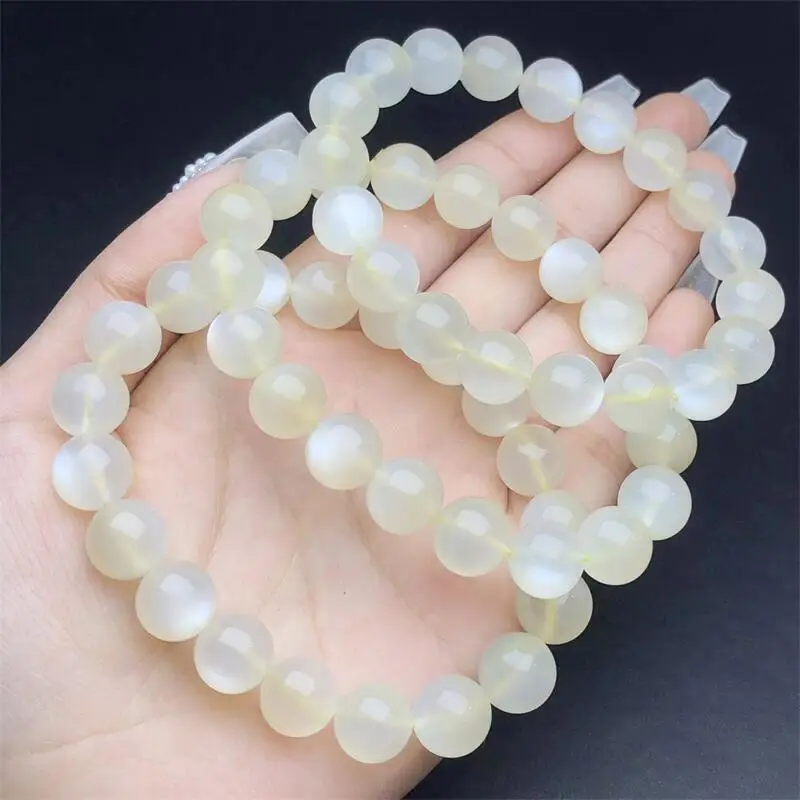 

10MM Natural Yellow Moon Stone Bracelet Crystal Reiki Gemstone Fashion Jewelry Fengshui Women Healing Gift 1pcs