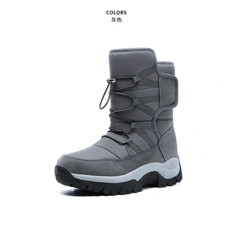 Botas de neve forradas de pele de inverno 2025 masculinas, grossas e quentes, pele sintética de uma peça, antiderrapantes e duráveis, perfeitas para passeios de Halloween, huh