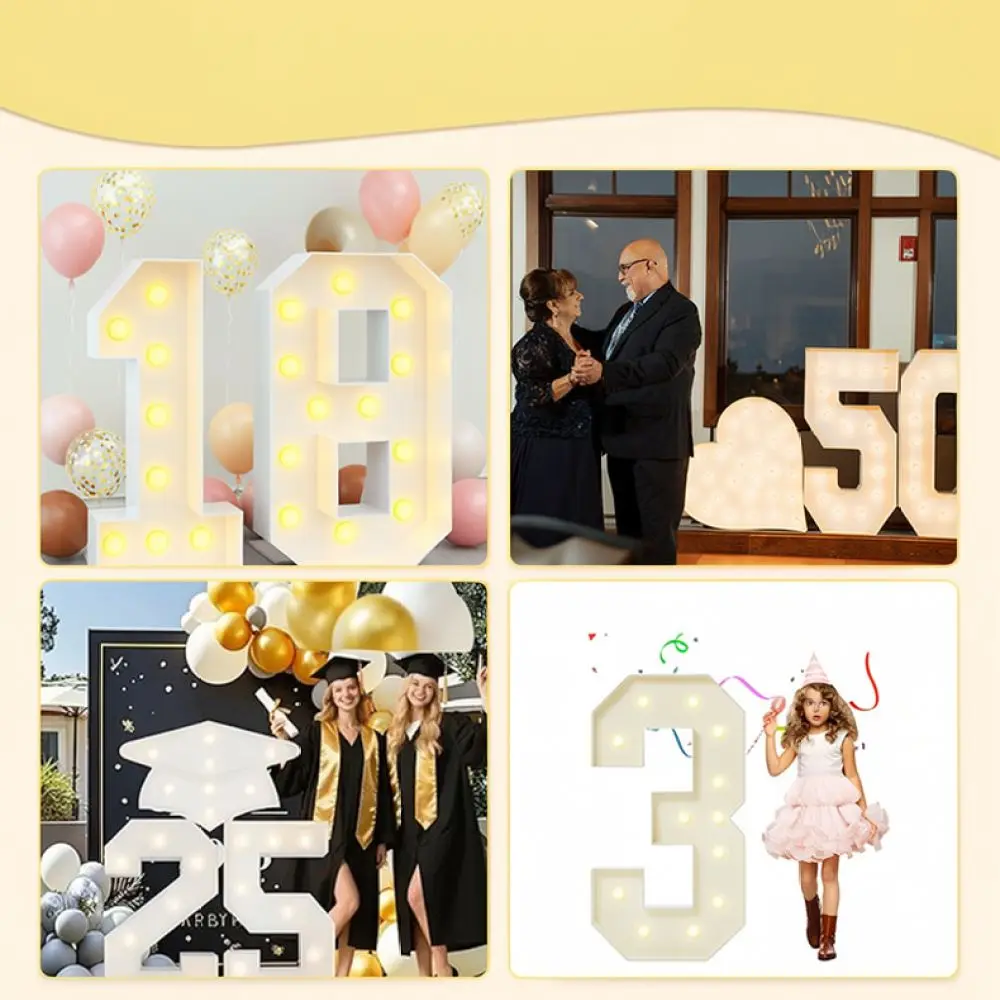70CM To 120CM Large Light Up Number Sign LED Marquee Party Supplies For Wedding Anniversary Event Celebration Decor