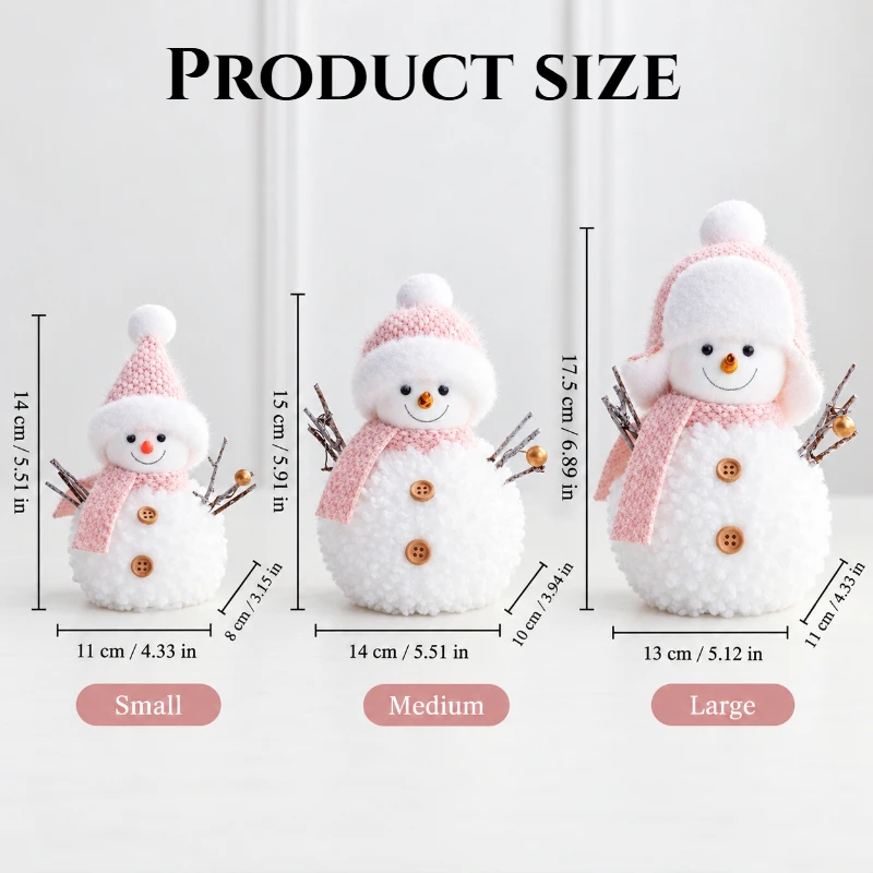 1PC Christmas decoration ornament, creative holiday pink plush snowman ornament, holiday atmosphere decoration, holiday gifts