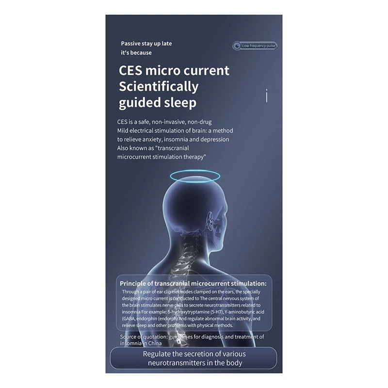CES Insomnia Electrotherapy Device Fast Sleep Aid Ear Clip Type Relieve Anxiety Depression Migraine Improve Sleeping