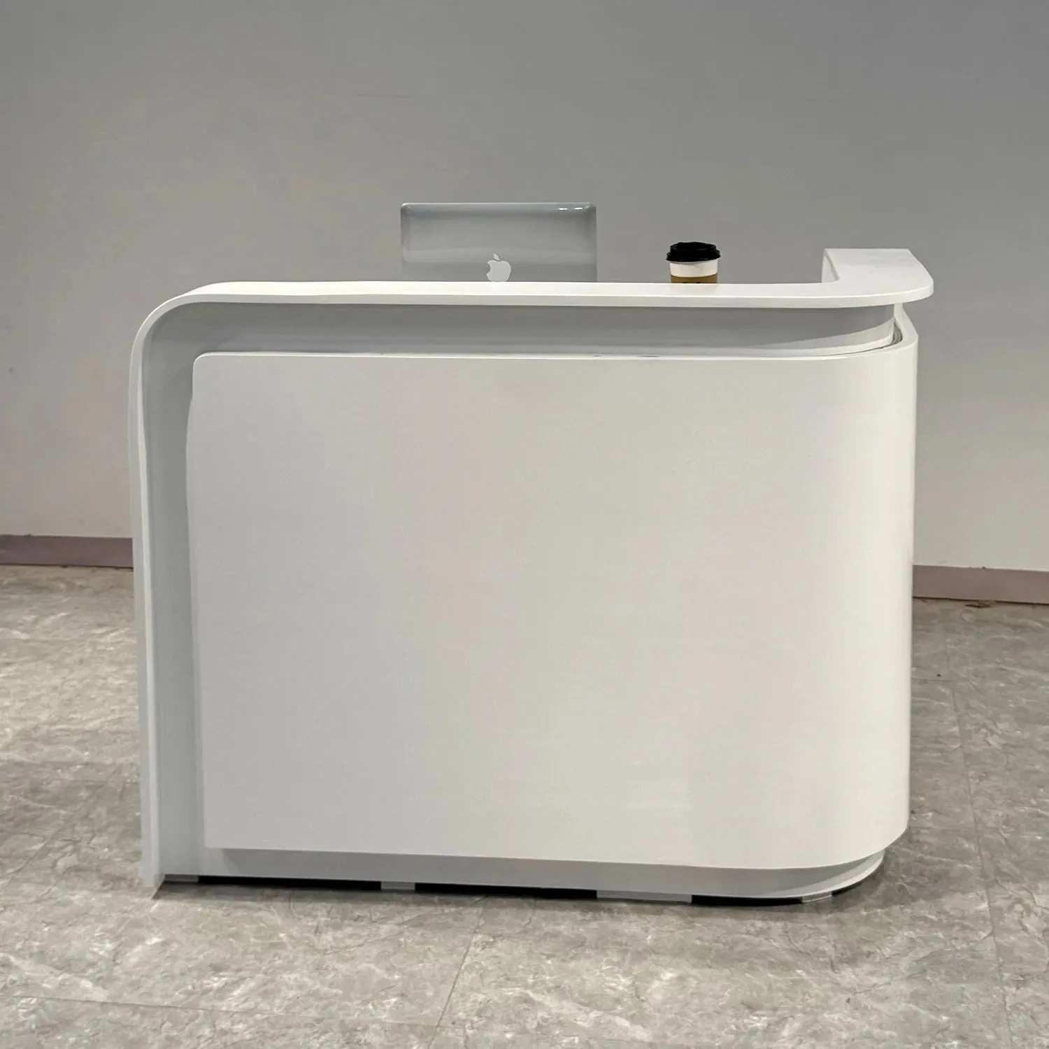 Company front desk, reception desk, shop, small cash register, counter, technology bar