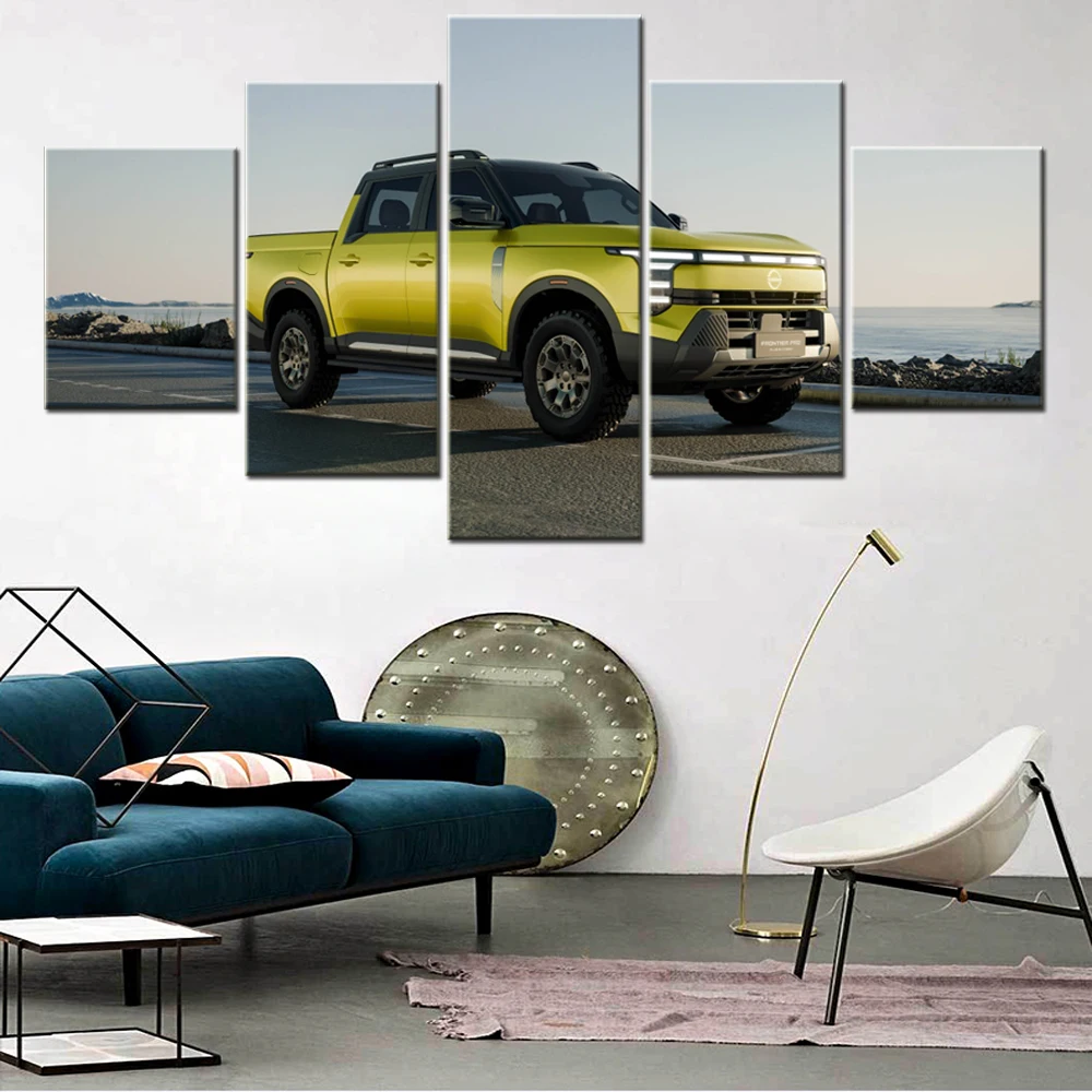 5 Pieces Canvas Wall Arts Poster Painting Cars Frontier Pro Plug-in Hybrid 2025 Wallpaper Home Decorative Living Room Artwork