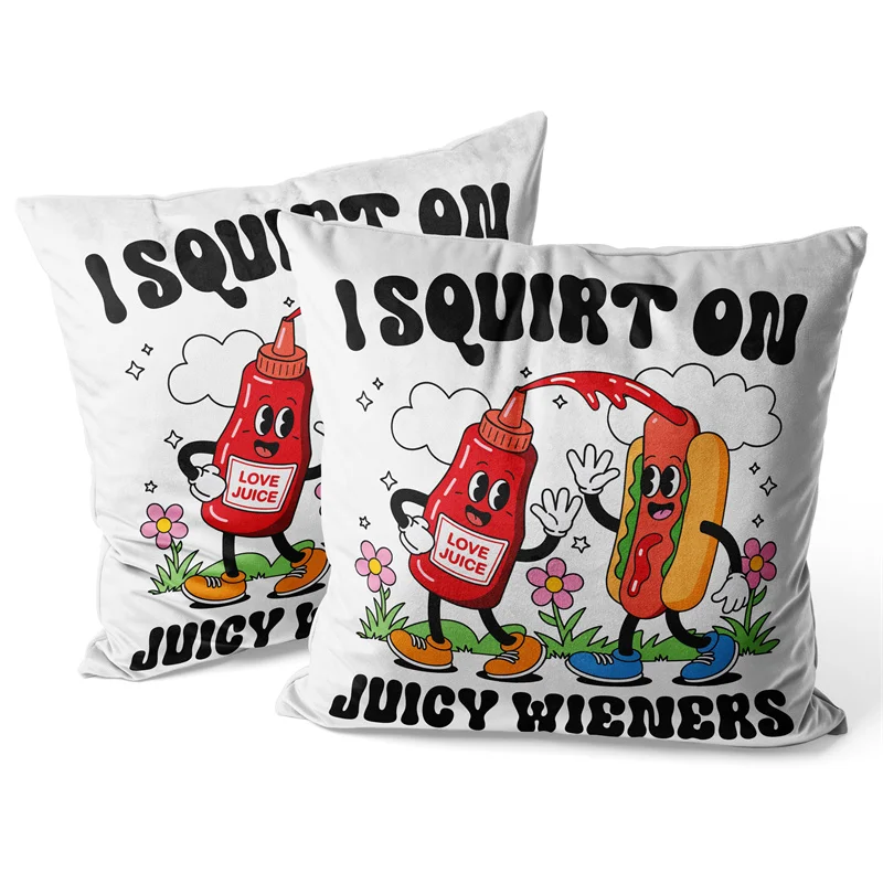 Gaslight Gatekeep Girlboss I Squirt On Juicy Wieners Gen Z Meme Throw Pillow Covers Cushion Cases Pillowcases 45cm x 45cm