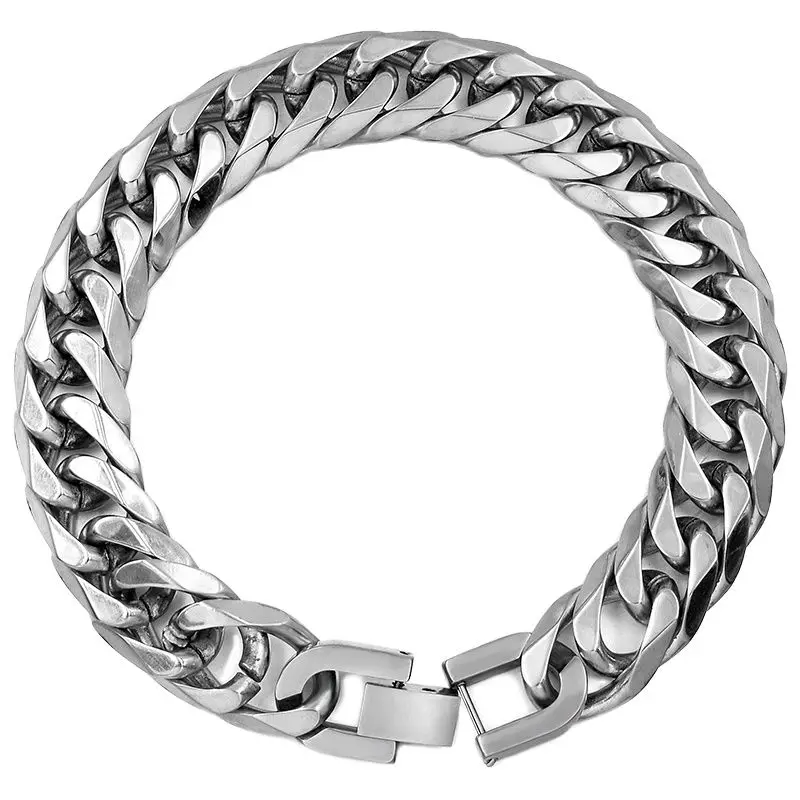 Moorvan Stainless Steel bracelets for men cuban chain Link Jewelry ROCK Hip Hop 2023 Male Jewelry 21.5cm 13mm VB717