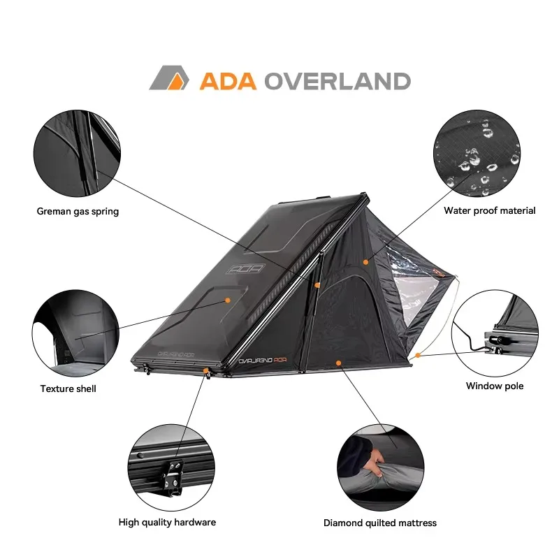 Tenda da tetto triangolare a guscio rigido OEM ODM, impermeabile, ad apertura automatica, resistente, con protezione UV, per campeggio all'aperto in famiglia