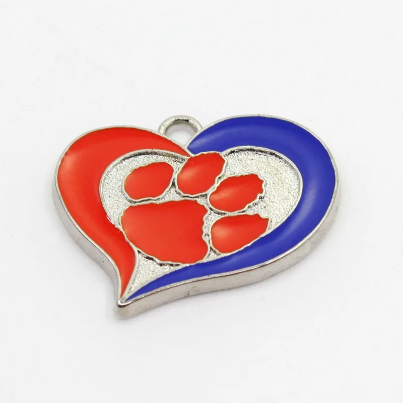 Enamel American UK 12pcs heart Wildcats sport Dangle charm Hanging Charm DIY Necklace  Jewelry Accessories Charms