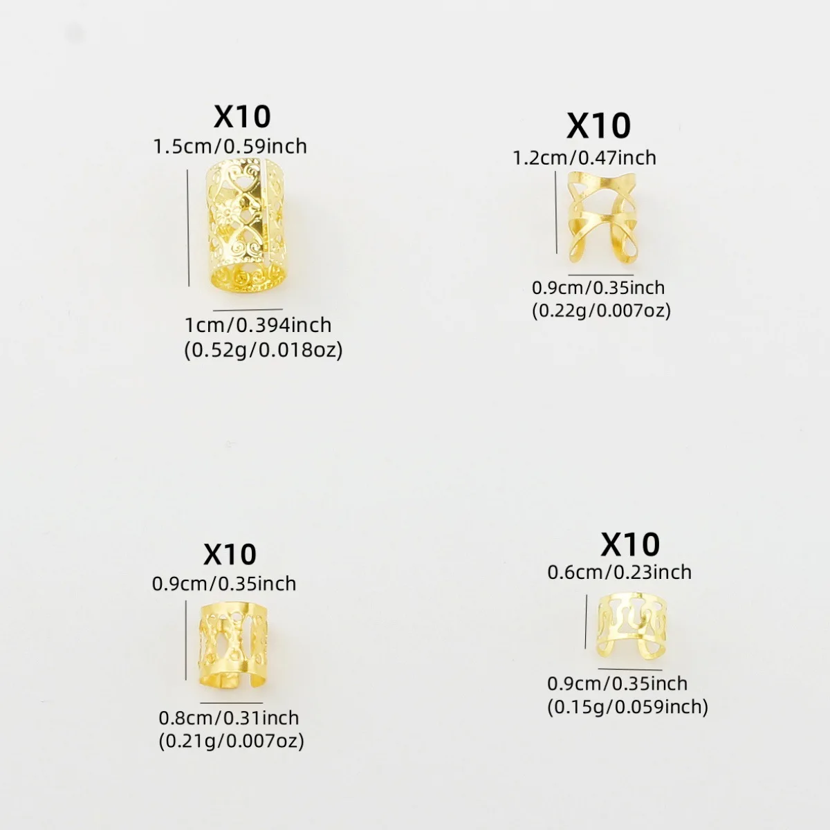 40 unids/bolsa conjunto de anillos para el cabello de peluca Dreadlock hueca dorada-peluca DIY piezas de accesorios para el cabello trenzado Dread para manualidades