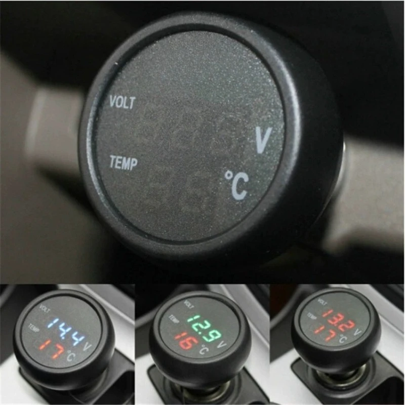 VST 3‑in‑1 Car Voltmeter Thermometer USB Phone Charger Multi‑Functional Vehicle Interior Power Supply Component
