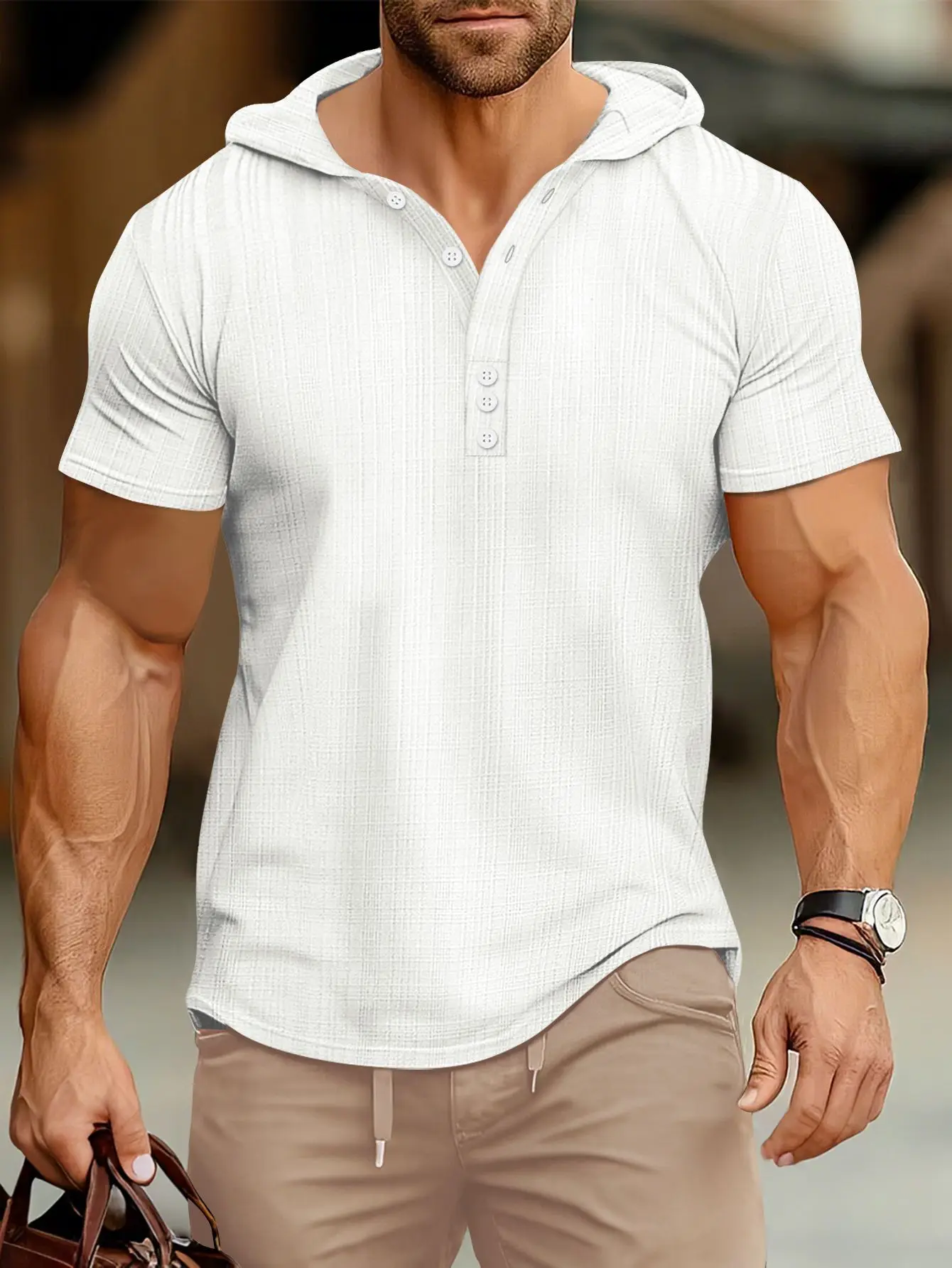 

2025 Мужская рубашка с короткими рукавами для трансграничного спорта и фитнеса, европейская и американская мужская толстовка с капюшоном, верхняя рубашка для внешней торговли, американская рубашка