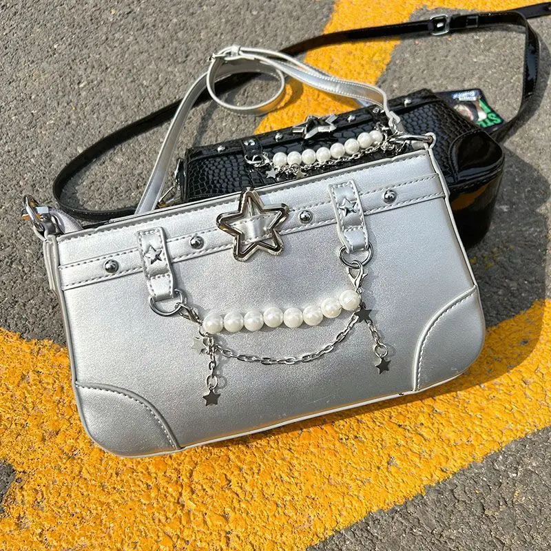 Japanese Harajuku Star Studded Shoulder Bag Women Subculture Anime Transparent Compact Ita Bag Ladies Hot Girl Y2k Crossbody Bag - view 5