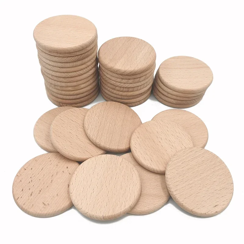 10pcs Round Disc Unfinished Wood Circle Wood Pieces Wooden Cutouts Ornaments for Craft Supplies Decoration