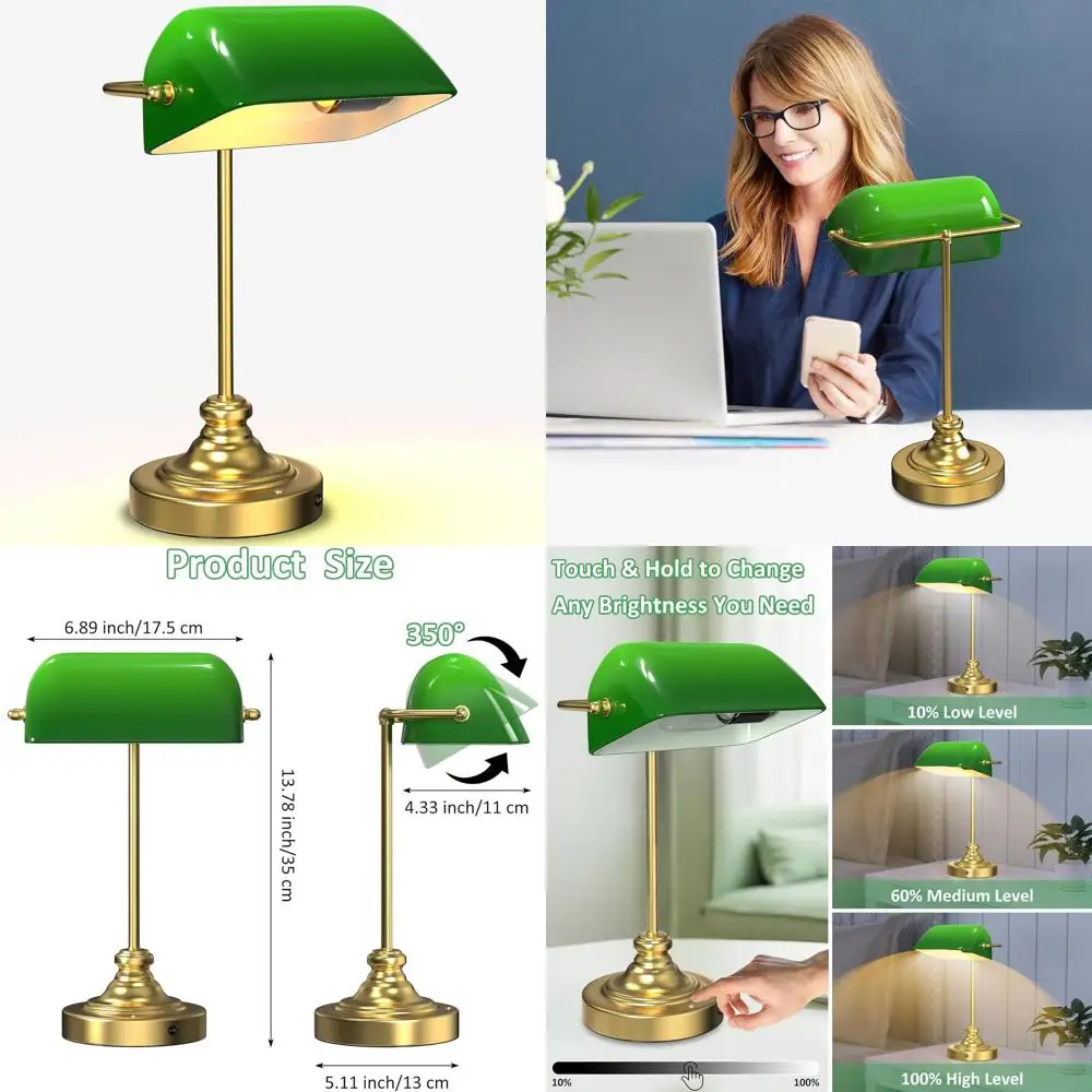 

Перезаряжаемая настольная лампа в винтажном стиле с регулировкой яркости и лампочкой для дома или офиса