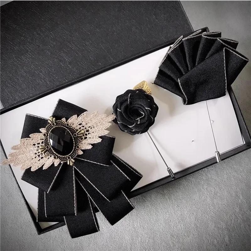 

Korean version bow tie men's wedding dress suit accessories pocket towel collar flower brooch