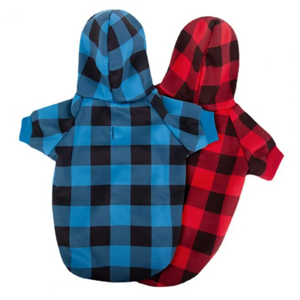 

Pet Hoodie Stylish Pet Sweater Plaid Pattern Elasticized Hem Bright Colored Hooded Clothing for Fashionable Dogs for Golden Hair