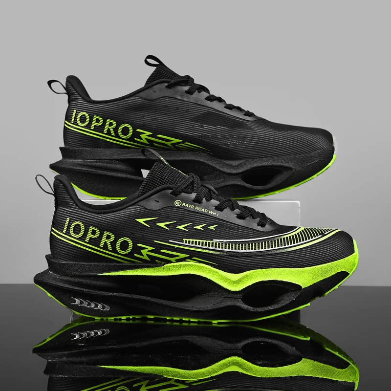 Men Women Running Shoes Carbon Plate Cushioned Sneakers Lightweight Mesh Athletic Shoes Non-Slip Racing Jogging Shoes Large Size
