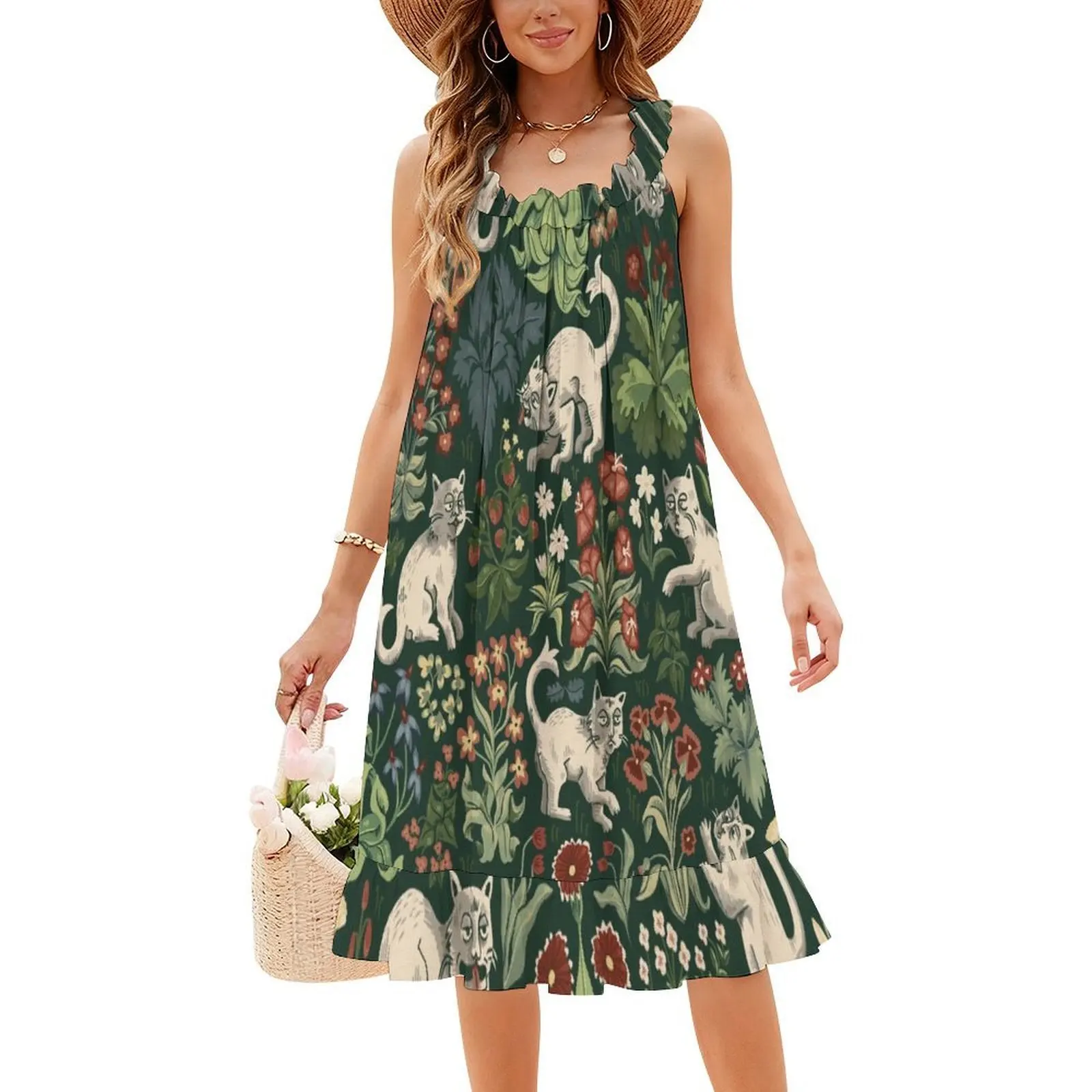 القطط القرون الوسطى القبيحة Millefleur المرأة الهيب هوب الشارع الشهير فستان الجرافيك طباعة ملابس للنادي الحفلات القطط غريب القبيح كذبة أبريل ميل #4