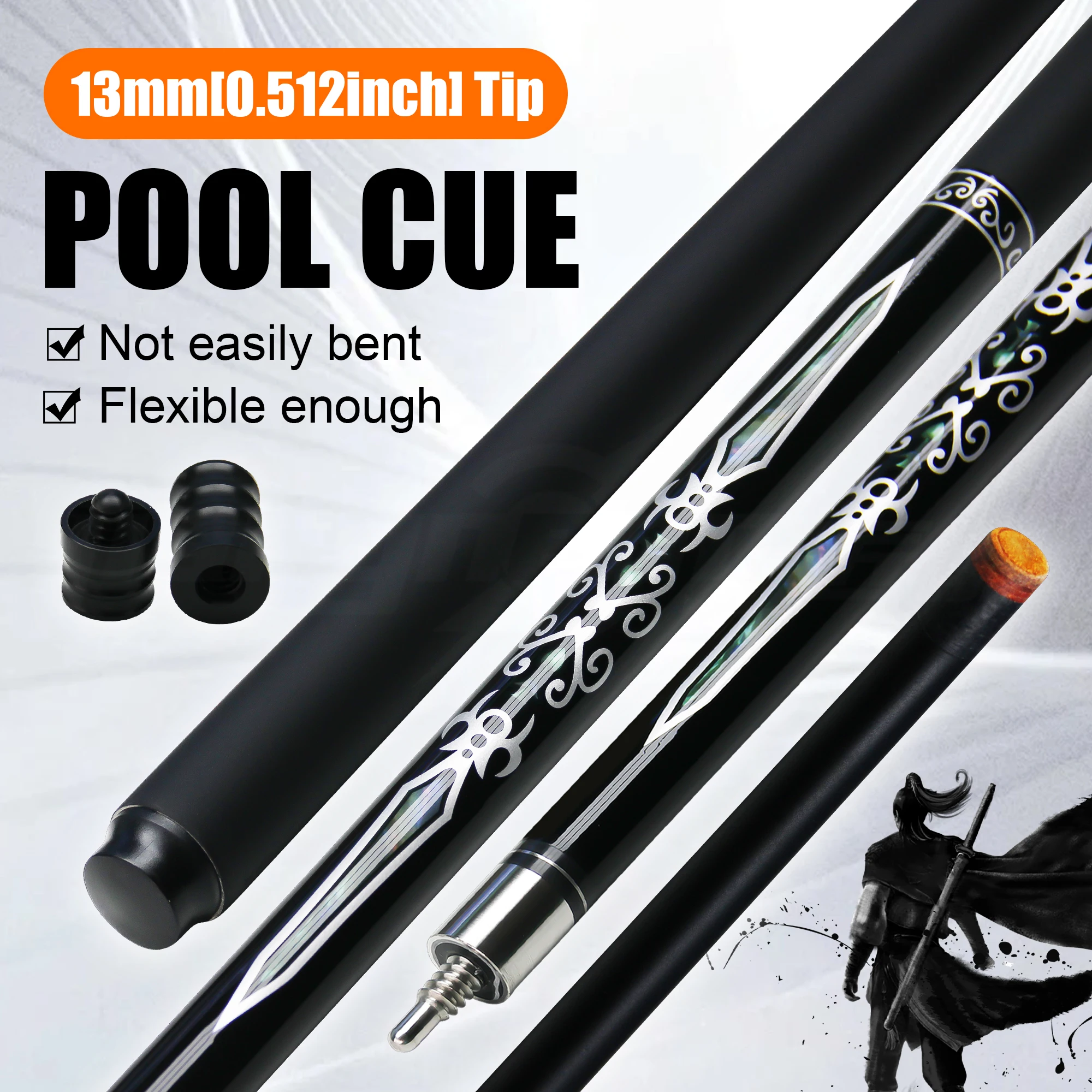 hit productSword Mark Pool Cue - 13mm Tip Uni-loc Joint Frosted Design Billiard Stick