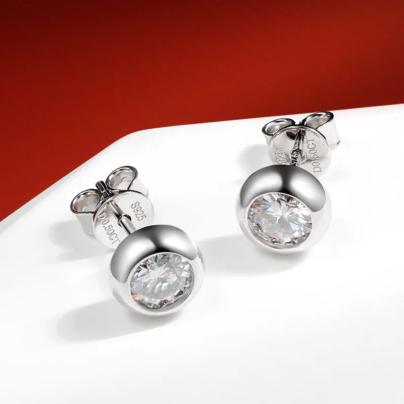 

Круглые серьги-гвоздики с муассанитом 0,3/0,5 карата для женщин, из стерлингового серебра S925, для свадьбы и вечеринок, изысканные ювелирные изделия