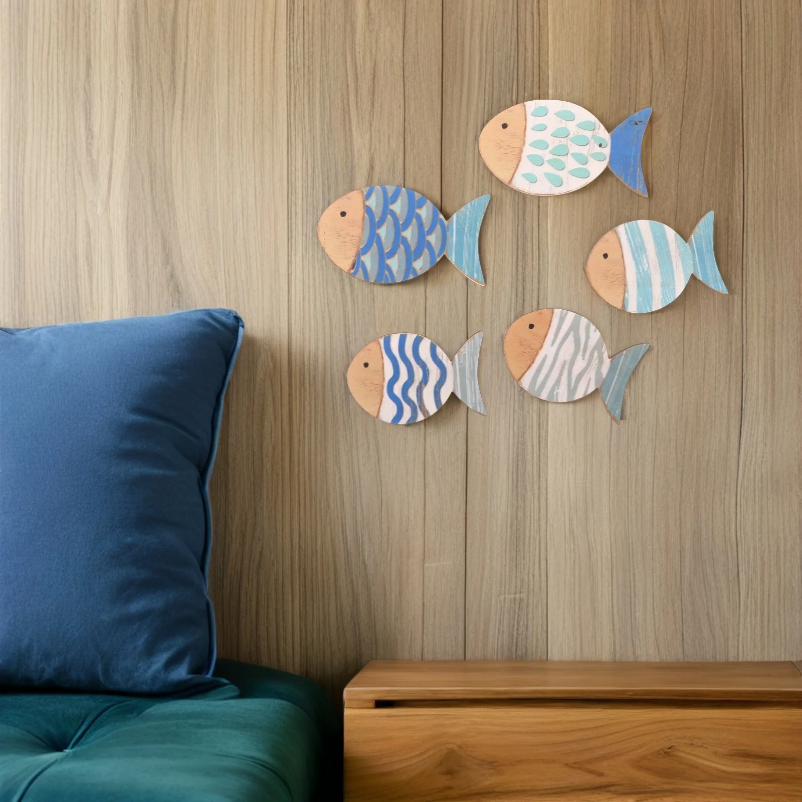 

Wooden Fish Decor Tropical Fish Wall Hanging Rustic Ocean Theme Plaque Ornament Living Room Bedroom Beach House