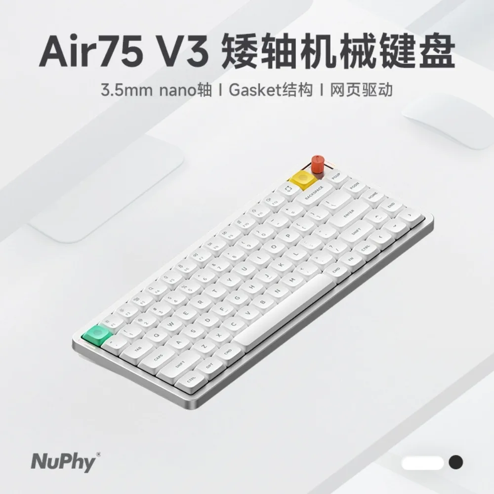 

NuPhy Air75 V3 Keyboard Tri Mode 75% Low-Profile Wireless Custom RGB Hot-Swap Gaming Accessories Mechanical Keyboard with Knob