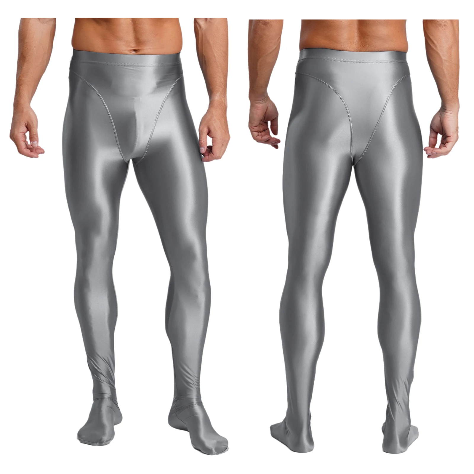 남성용 광택 슬림핏 레깅스 타이즈 하이웨이스트 단색 발목까지 오는 팬티스타킹 요가 피트니스 스포츠 운동 레깅스