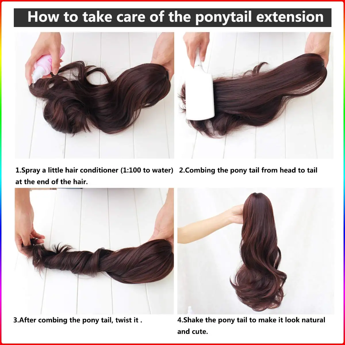 SHANGZI Long Straight Ponytail Hair Synthetic Extensions Heat Resistant Hair Wave Ponytail  Wrap Around Pony Hairpiece for Women