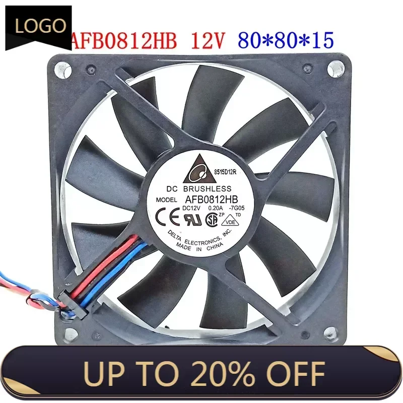 pa Original Delta AFB0812HB Server Fan 8CM 80MM 8015 80*80*15MM Double Ball Bearing Cooling Fan 12V 0.2A 3 Wire Fan With 3PIN