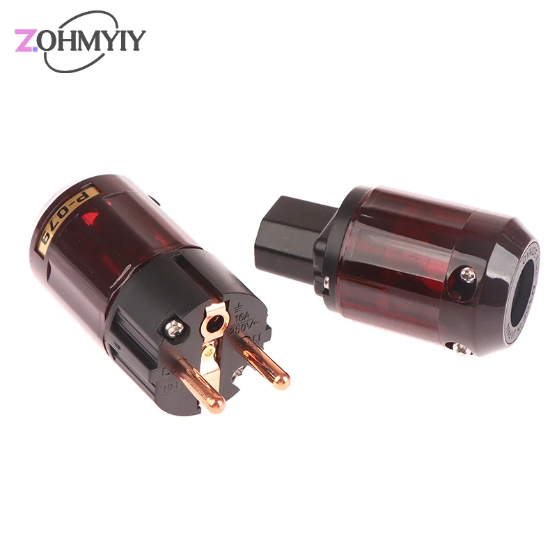 1Pc P-079E C079 EU Power Connector P-079/C-079 Male Female HIFI-End Supply Cable Conntact Electrical Plug Socket Adapter