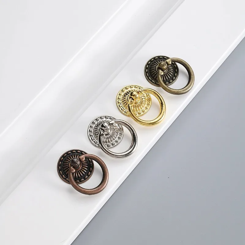 1PC Vintage Round Ring Furniture Door Pull Handle Zinc Alloy Cabinet Dresser Drawer Knobs Handle,32*48mm