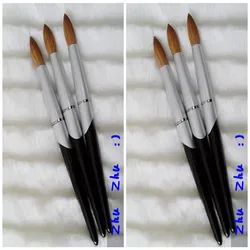 2023 Round Sharp 1pcs Hot Sale Factory Direct Kolinsky Acrylic Nail Brush Black Silver Metal Handle Big Size 14#16#18#20#22#24