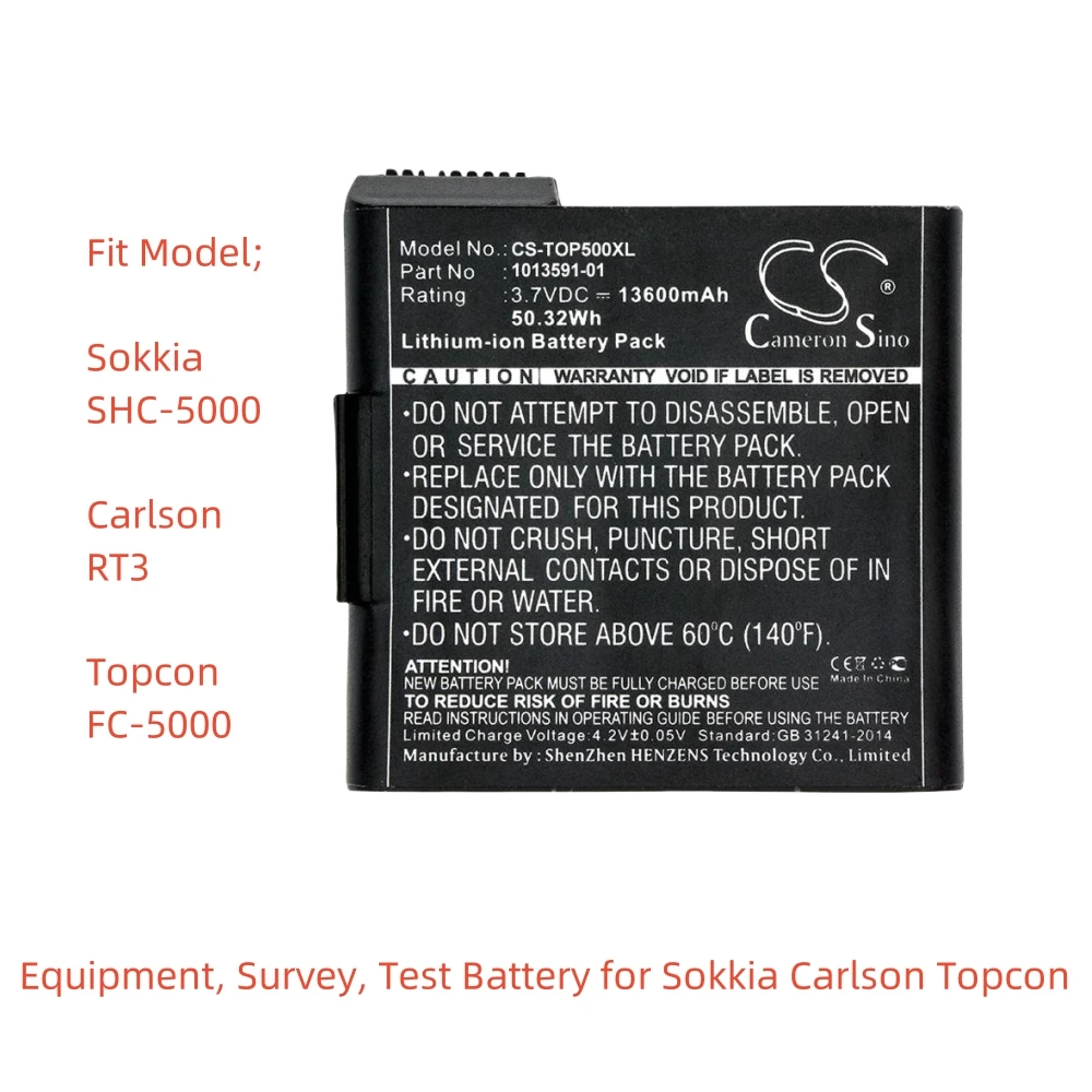 

Li-ion Equipment Survey Test battery for Sokkia Carlson Topcon.3.7V,Large capacity 13600mAh,SHC-5000 RT3 FC-5000,1013591-01