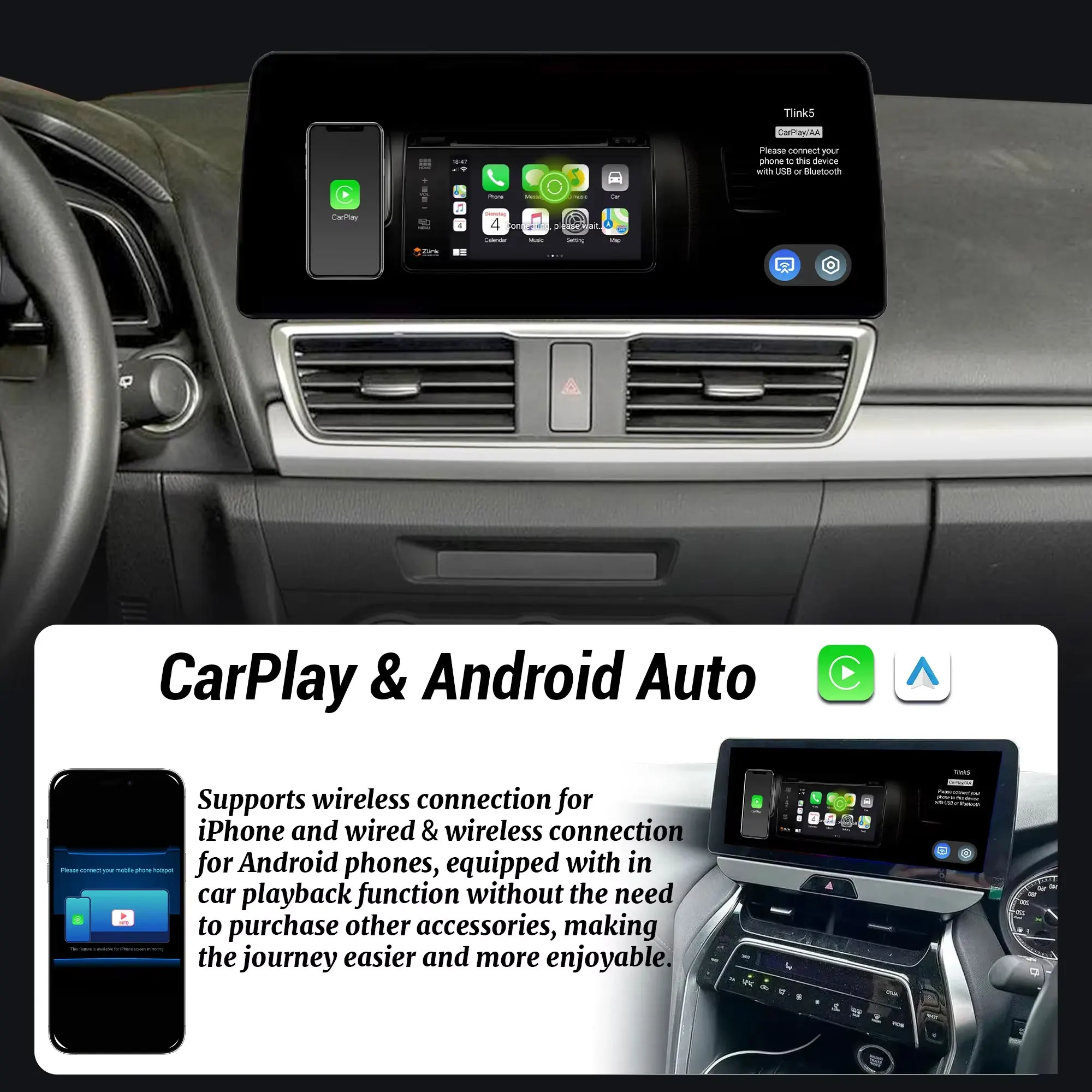 12.3 inch Android 15 For Peugeot 4008 5008 3008 2016-2020 2021 2022 Wireless BT Carplay Car Radio Multimedia Head Unit Screen