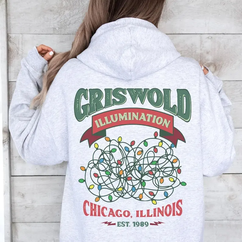 

Griswold Освещение Отпуск Забавная рождественская толстовка с простыми буквами Графическая пара Популярные трендовые одинаковые толстовки с длинными рукавами