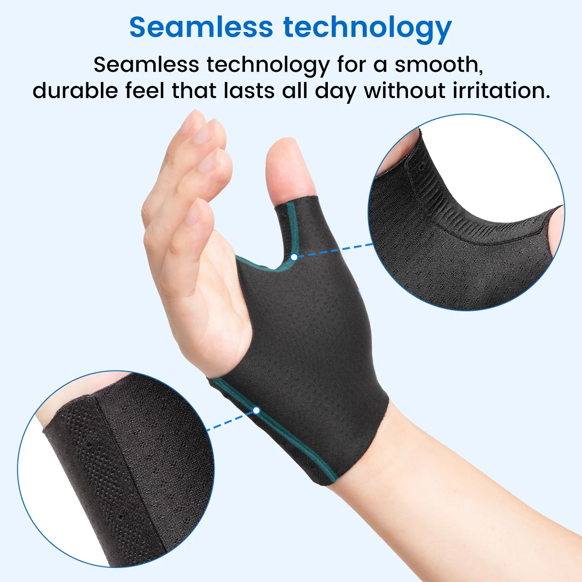 VELPEAU Daumen-Handgelenk-Stützhülle für Sport, leichte Arthritis und Sehnenentzündung, Unisex elastische Kompressionshülle 2 Stück – Detail 4