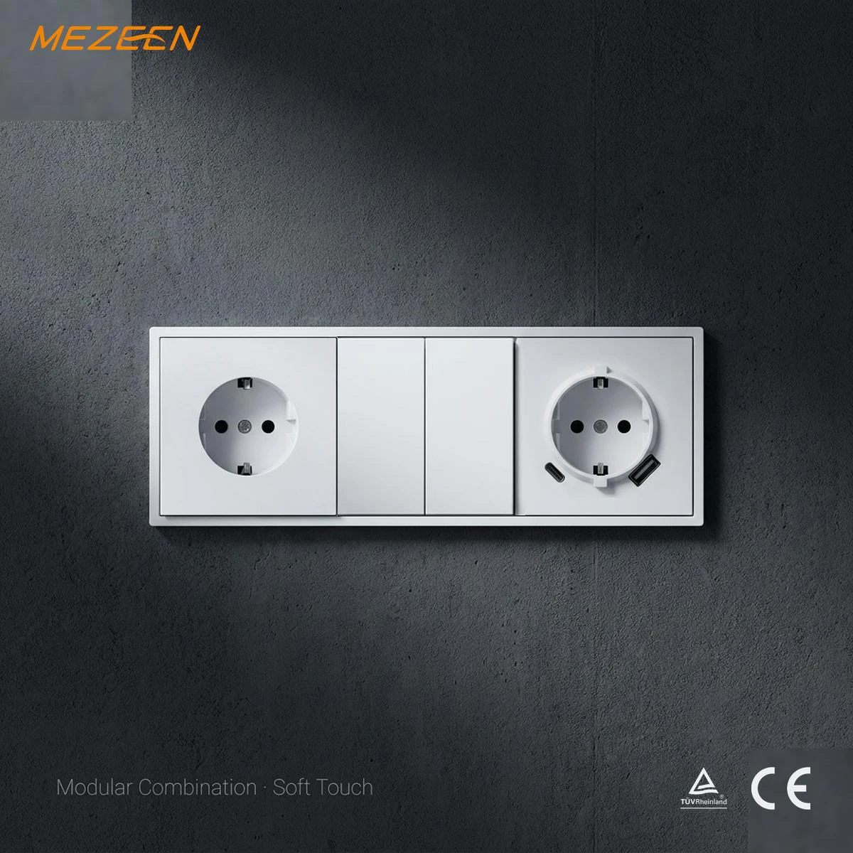 White Color Big Board Soft Touch Matte PC Plate European Standard Wall Light Switch, Curtain Switch, Dimmer Switch for Home Use