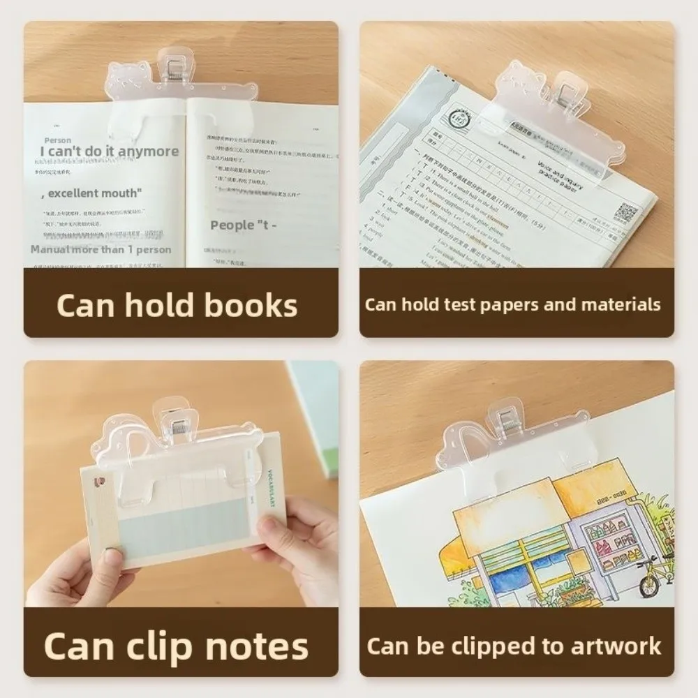 Portable Transparent Fixed Book Clips Reading Aid Cute Cat Plastic Book Clip Durable Anti-slip Reading Aid Book Clips Office