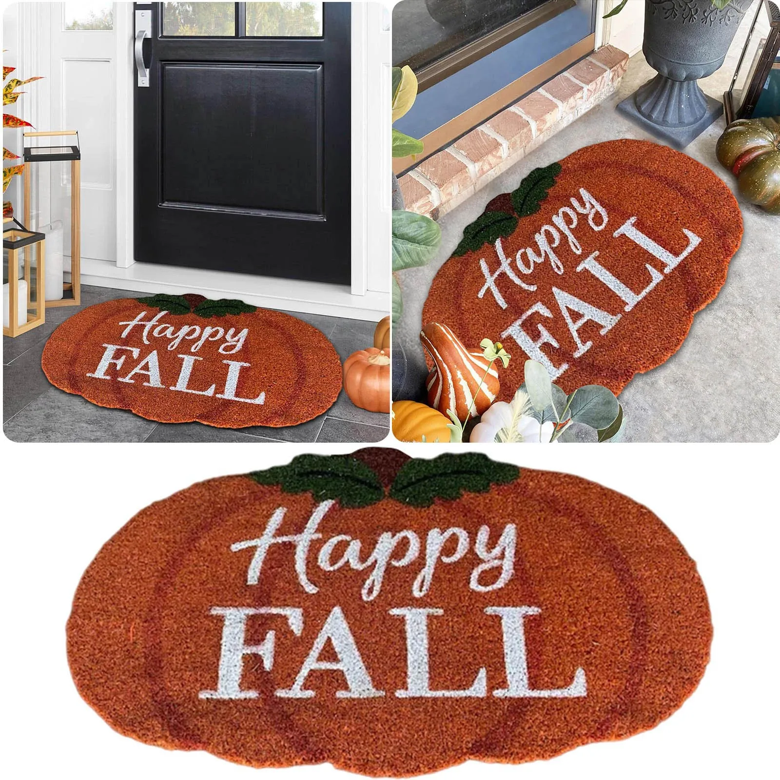 Happy Fall Pumpkin Shape Rug Holiday Floor Mat Welcome Door Mat Plush Doormat Carpet Home Thanksgiving Holiday Decoration