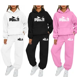 New Autumn Winter Woman Tracksuit Hoodies+Sweatpants 2-Piece Fashion Causal Jogging sweatshirt Clothes Pullover Fleece Pant Sets