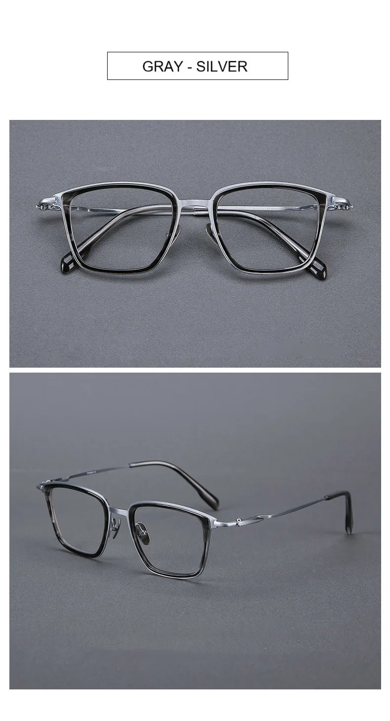 EYELUYAN 155mm Größe Breites Gesicht Brillengestell Männer Acetat Titan Fashion Square Vollrand Optische Brillengestell – Detail 9