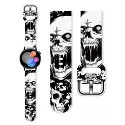 20mm Skull Printed Straps for Samsung Galaxy Watch 7/6/5 40mm 44mm Band Replaceable Bracelet for Xiaomi Huawei Amazfit Watchband