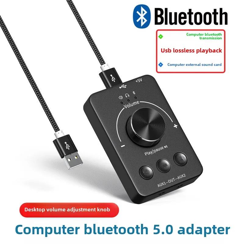 USB External Volume Control Adjust Knob Bluetooth-Compatible 5.1 with Play Pause Skip Mute 3 Volume Control Modes Audio Adjust