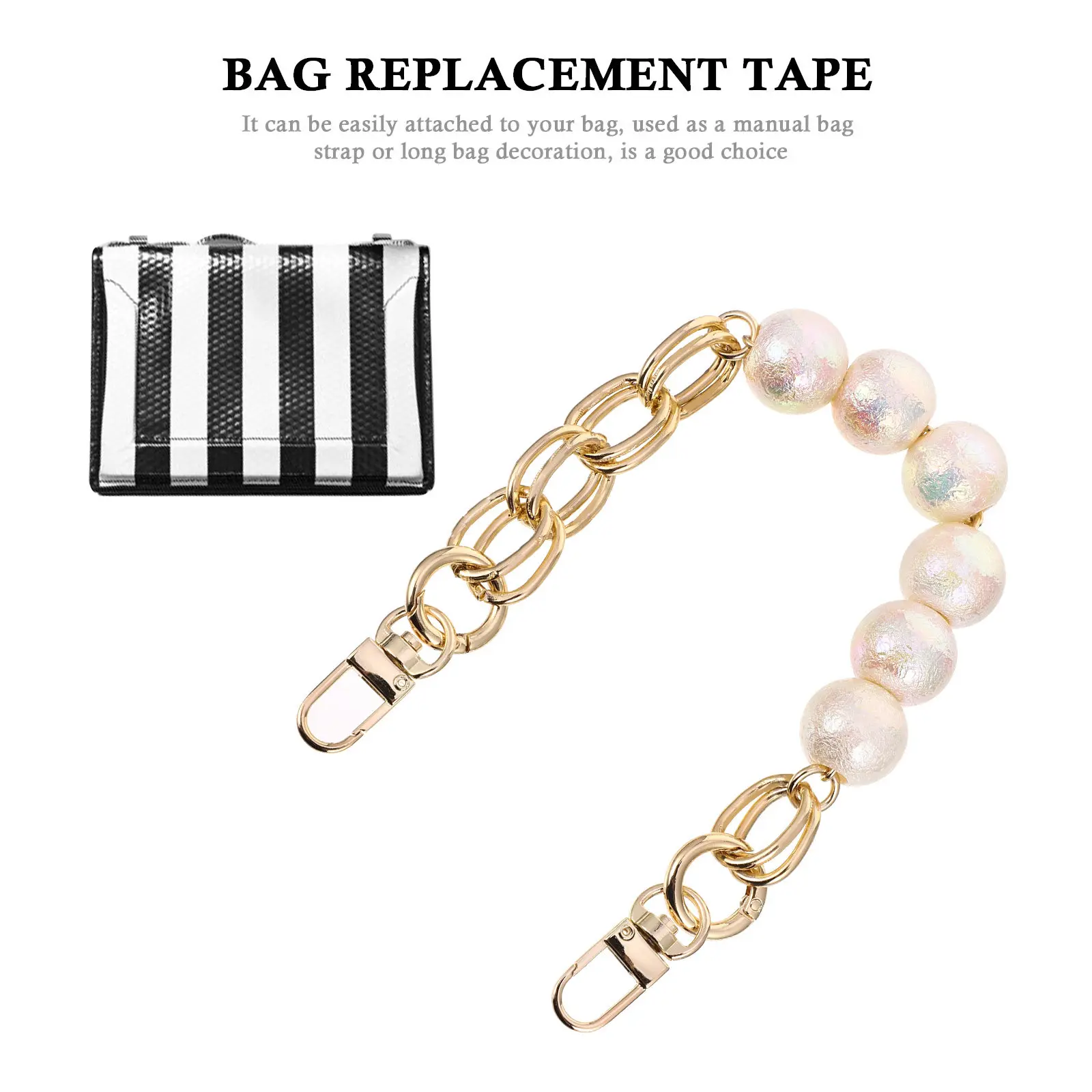 1Pcs High-Quality Resin Metal Pearl Bag Chain for Bag Strap Extender Handbag Decoration Replacement Clutch Purse Accessory