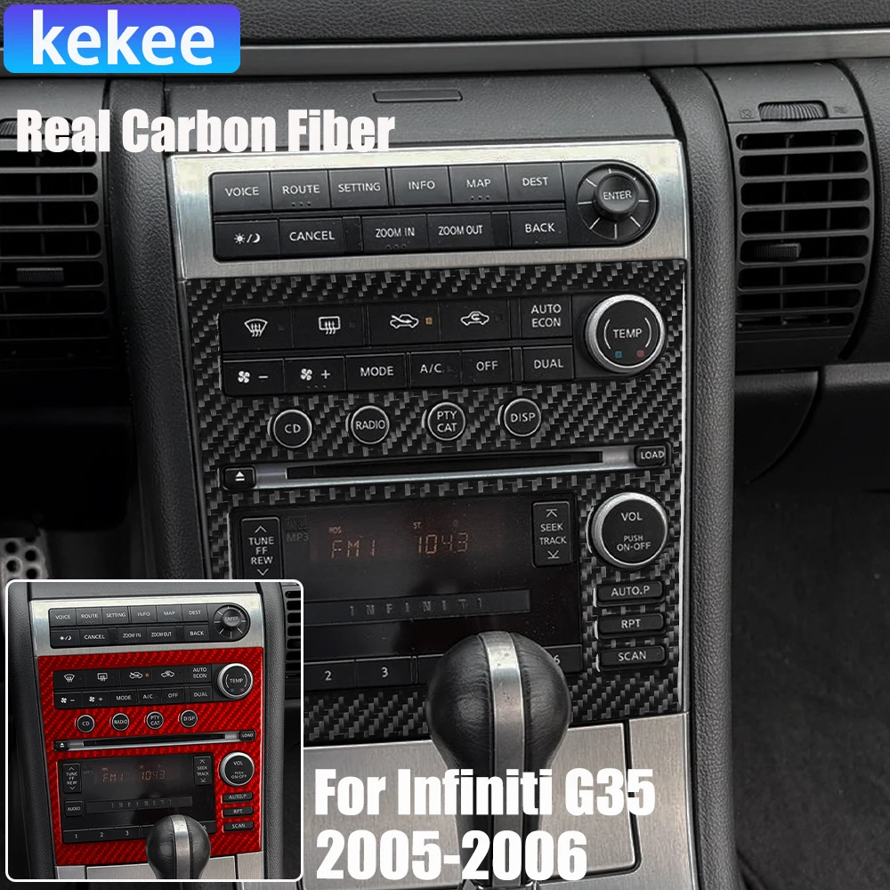 

Real Carbon Fiber Car Accessories Center Console Frame Decorative Trim Cover Soft Sticker For Infiniti G35 V35 CV35 2005-2006