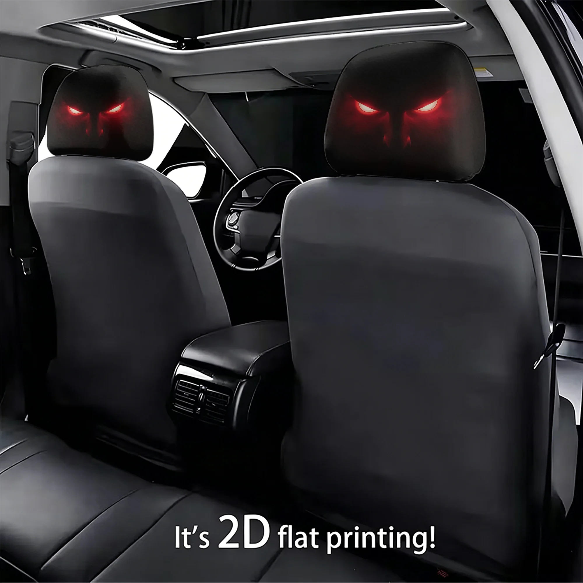 2pcs red-eye-patterned car headrest covers to add a cool, avant-garde style to your car’s interior. Filling not included. Easy t
