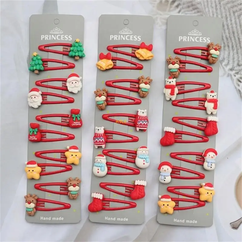 1 ชุดคลิปผมคริสต์มาส Santa Reindeer Snowman อุปกรณ์เสริมผมสำหรับเด็กผู้หญิง