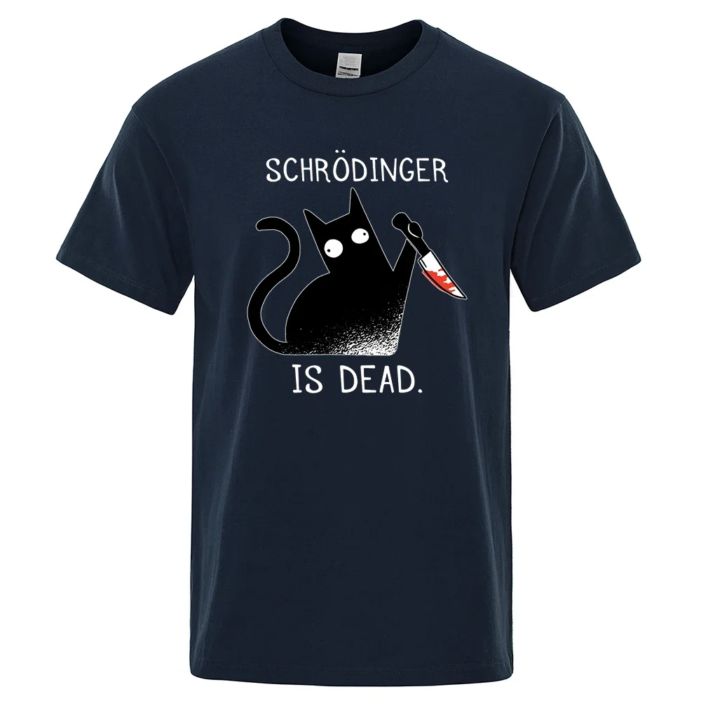 Best-selling Black Cat Fashion Casual Print T-Shirt for Men - Extra Large, Loose-Fitting Round Neck, Polyester Fabric T-Shirt, S