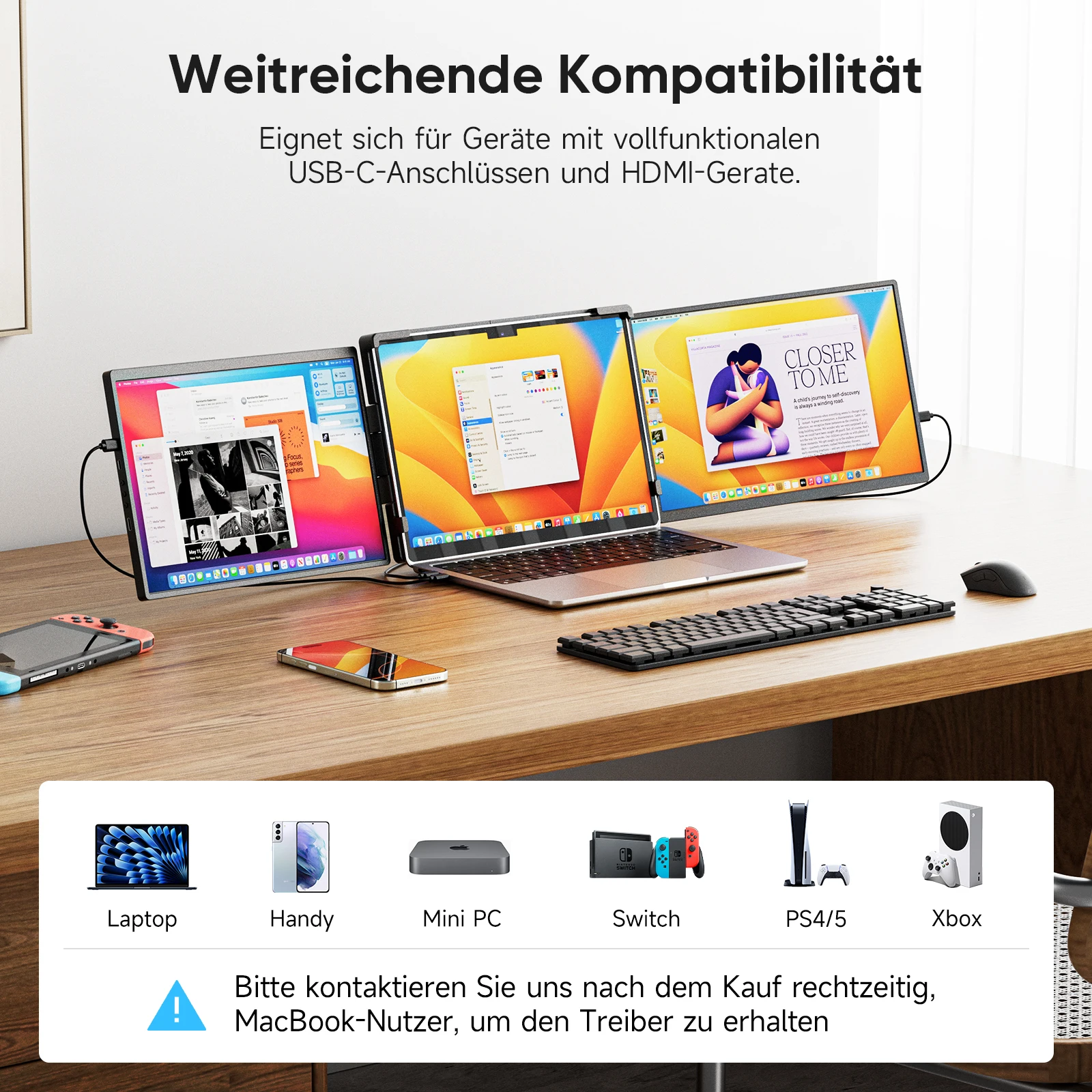 Dopesplay 14.1 بوصة أجهزة الكمبيوتر المحمولة شاشة موسع الثلاثي المزدوج 1200P IPS شاشة محمولة لنظام التشغيل Windows PC ماك بوك كروم الكمبيوتر المحمول 13.3-17.3